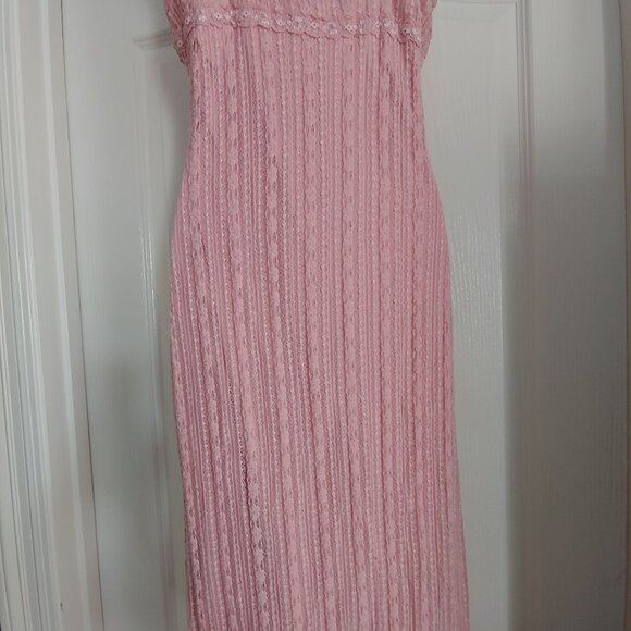 Y2k Womens Empire Cottage Fairy Asymmetrical Mid Dress Pink M - Picture 9 of 16